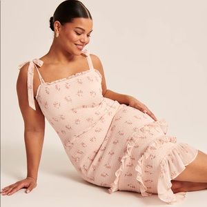 abercrombie - tie-strap smocked midi dress